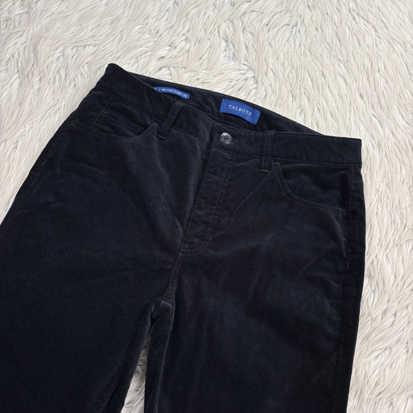 Talbots Women's 6P Black Velvet High Waist Straight Leg Pant Basic Classic - Picture 2 of 5